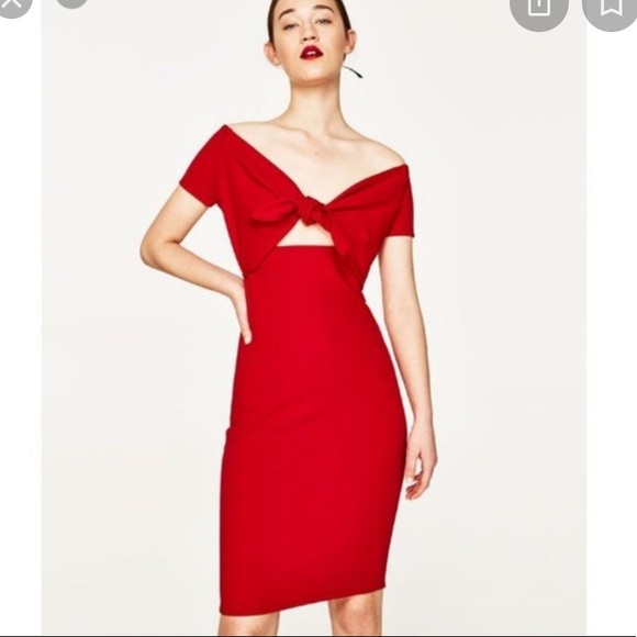 Zara Dresses & Skirts - NWT Zara off the shoulder front tie dress